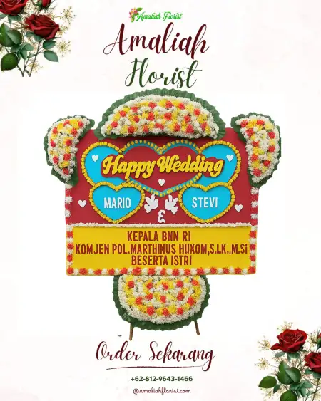 Papan Bunga Pernikahan Long Bagun